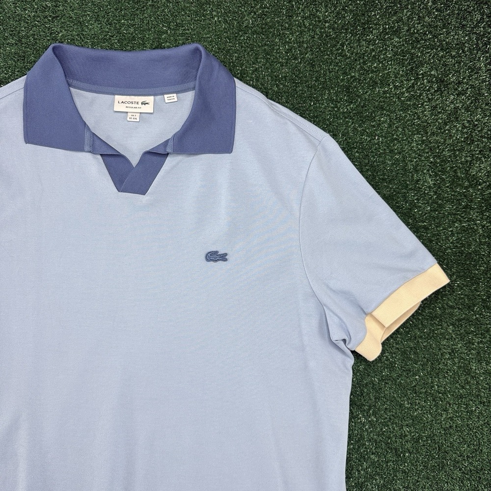Lacoste Men's Sweater Style Retro Knit Polo Size 2XL XXL FR 7 Blue